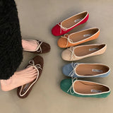 Uniwim Female Shallow Ladies Flat With Shoes Slides Footwear Designer Butterfly-Knot Fashion Round Toe Women Ballet Flats Dance Shoes