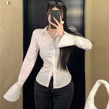 Uniwim Korean Women Bandage Shirts Fashion Streetwear Female Slim Blouse Spring Casual Office Ladies White Bell Sleeve Shirt New