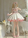 Uniwim Sexy Lolita Pink Maid Dress Japanese Sweet Women Kawaii Dress Role Play Costume Halloween Party Cosplay Anime Kawaii Clothing