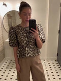 Uniwim Women Leopard Print T-shirt 2024 Summer Casual Fashion Round Neck All-match Short-sleeved Top Loose Pullovers Streetwear