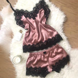 Uniwim Fashion Nightwear Lace Trim Satin Cami Top Pajama Sets Sexy Hot Erotic Home Wear Women Pajamas Women Sleepwear Sleeveless Strap