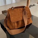 Uniwim Retro Autumn Winter Frosted Brown Suede Shoulder Crossbody Bag Women’s Large Capacity Handbags Designer Tote Bag