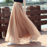 Uniwim Floral Long Summer Beach Chiffon Wrap Cover Up Maxi Skirt For Women Beach High Waisted Pleated Dancing Party Skirts Womens C478