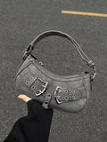 Uniwim Sweet Cool Denim Grey Shoulder Bag Women Y2k Grunge Hot Girls Casual Handbag Lady Vintage Versatile Underarm Bag Autumn