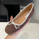 Uniwim Female Shallow Ladies Flat With Shoes Slides Footwear Designer Butterfly-Knot Fashion Round Toe Women Ballet Flats Dance Shoes