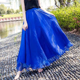 Uniwim Floral Long Summer Beach Chiffon Wrap Cover Up Maxi Skirt For Women Beach High Waisted Pleated Dancing Party Skirts Womens C478