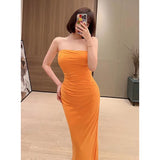 Uniwim Orange dress women's 2024 summer women's new style tube top slim elegant banquet long dress