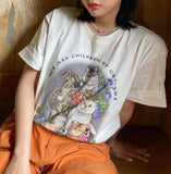 Uniwim Kawaii The Kitten Club Women T Shirt Streetwear White Short Sleeve Femme Oversized Graphic Tee Cute Grunge Tops Y2k