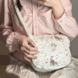 Uniwim Elegant Cute Womens Shoulder Bag Sweet Kawaii Cat Korean Style Fashion Crossbody Bag Small Summer Soft Literary Handbag