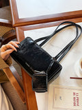 Uniwim Women Solid Color Underarm Bag With Small Bag Autumn Winter Versatile New Fashion One Shoulder Handbag Luxury Small Square Bag