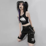 Uniwim Mouse Print Black Tank Goth Sexy Bodycon Cropped Tops Women Streetwear Harajuku O Neck Knitted Basic Tank Top