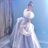 Uniwim Blue Prom Dress Engagement Jacquard Dress France Vintage Sweet Korean Princess Fairy Dress Evening Party Dress