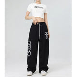 Uniwim American Star Print Women Oversized Pants High Waist Loose Casual Sports Pants for Women Spring Summer Thin Woman Trouser Y2K