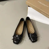 Uniwim Bowtie Flat Shoes Women Ballerinas Square Toe Slip on Ballet Flats Lazy Loafers Moccasins Ladies Casual Comfort Shoes 2024