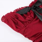 Uniwim Red Strapless Sexy Mesh Ruched Dress