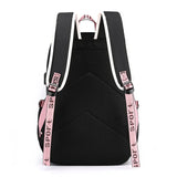 Uniwim Large School Package Teenage Girls USB Port Canvas Schoolbag Student Book Bag Fashion Black Pink Teen School Backpack