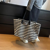 Uniwim Commuter Bag Women Fashion Large-capacity Handbag Bag Student Striped 2024 New Niche Zebra Canvas One-shoulder Mommy Tote Bags