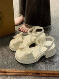 Uniwim Kawaii Lolita Shoes Women  Summer Basic Japanese Style Fashion Pumps Office Lady Bow Design Non Slip Sandals Korean Chic