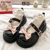 Uniwim Bow Lolita Shoes Women's Mary Jane Cute Platform Shoes Girl's Flat Shoes High Heels College Students Kawaii Japanese Retro Shoes