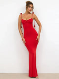 Uniwim Sexy Hanging Neck Hollow Out Red Maxi Dress Sexy Off Shoulder Backless Slim Dresses 2024 Summer Street Nightclub Partywears