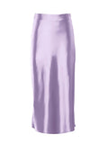 Uniwim Solid Purple Satin Silk Skirt Women High Waisted Summer Long Skirt New 2024 Elegant Ladies Office Skirts Midi Spring