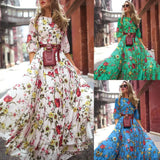 Uniwim Spring Summer Vintage Flower Floral Print Maxi Dress Office Lady Fashion Elegant Long Sleeve O-neck Dresses For Women 2024