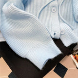 Rimocy 2024 Sky Blue Sweater Cardigan Women Korean Hooded Single Breasted Cardigan Coat Woman Lazy Loose Long Sleeve Knitwear