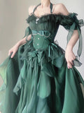 Uniwim Green Flower Wedding Dress Lolita Dress op Dress Lolita Heavy Industry Trail Puffy Princess Dress