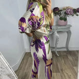 Uniwim Summer Chic Printed Long Skirt Sets Women Fashion V Neck Half Sleeve Single Breasted Shirt Suits 2024  Female Commuting  Outfits