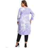 Uniwim Plus Size Long Sleeve Elegant Tie Dye Tunic Tops Long Loose Autumn Hi Low Swing Blouse T-shirt Plus Size Clothing Women 6XL 7XL