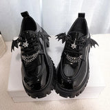 Uniwim Metal Chain Platform Lolita Gothic Shoes Woman 2025 Spring College Style Patent Leather Pumps Women Japan School Uniform Shoes