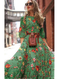 Uniwim Spring Summer Vintage Flower Floral Print Maxi Dress Office Lady Fashion Elegant Long Sleeve O-neck Dresses For Women 2024