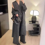 Uniwim Autumn and Winter High-end Retro Maillard Long Sweater Two-piece Set