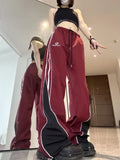 Uniwim Grunge Patchwork Streetwear Sweatpant Women American Retro Harajuku Fashion Striped Loose Wide Leg Jogging Pants 2024