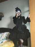 Uniwim Dark Gothic Lolita Dress Women's Autumn/Winter Dress Classical Jacquard Long sleeved Lolita