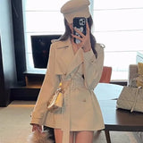 Uniwim Elegant Lapel Blazer Coats Women Autumn New Double Breasted British Style Jacket with Belt Casual Korean Fashion Outerwear