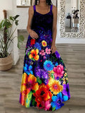 Uniwim 2024 Loose Casual Plus Size Long Maxi Dress Beach Sun Dresses Women Sleeveless Summer Fashion Printed Boho Maxi Long Dress