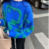 Uniwim Sweater Woman Winter Kawaii Dinosaur Korean Style Cartoon Pullovers Long Sleeve Tops Blue Black Jerseys Outfits Streetwear