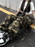 American Vintage Camouflage Cargo Pants Women Summer New Streetwear Loose Straight Wide Leg Trousers Woman