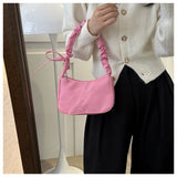 Uniwim Embroidery Bowknot Butterfly Shoulder Bag Y2k-Style Ruffle Handle Nylon Bow Tote Bag Makeup Lipstick Bag Handbag New