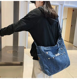 Uniwim  Vintage Denim Handbag Women Retro Grunge Print Punk Casual Crossbody Bags Female Harajuku Y2k Messenger Bag Aesthetic