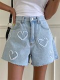 Uniwim Soft Girl Heart Patch Denim Shorts