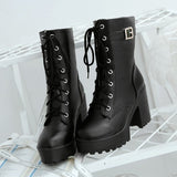 Uniwim Black White Lace up Boots SE10308