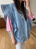 Uniwim New 2024 Sleeveless Waistcoat Pockets Streetwear Oversized Spring Autumn Women's Denim Jeans Jackets Tops