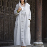 Uniwim Outfit Ideas Women Hooded Cotton Dress Coat Casual Loose Robes Long Sleeves Cardigan Dress