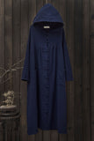 Uniwim Outfit Ideas Women Hooded Cotton Dress Coat Casual Loose Robes Long Sleeves Cardigan Dress