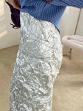 Uniwim Wrinkled Silver Midi Skirt