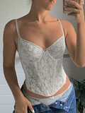 Uniwim Asymmetric Lace Corset Top