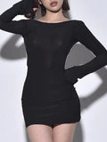 Uniwim Black Backless Lace Up Mini Dress