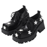 Uniwim Gift Black & White Star Platform Oxfords